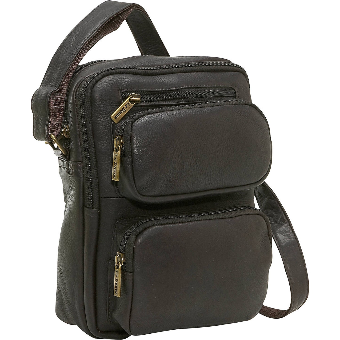 title:Leather Multi Pocket Mens Bag;color:Cafe