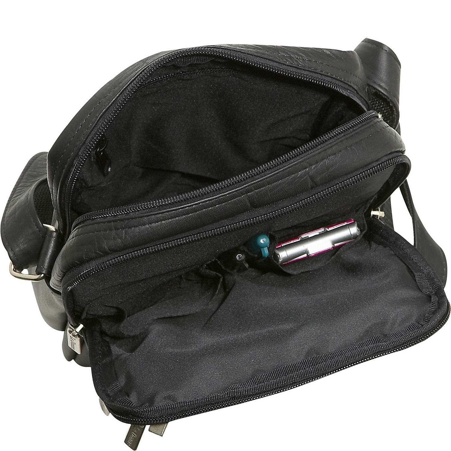 title:Leather Multi Pocket Mens Bag;color:Black