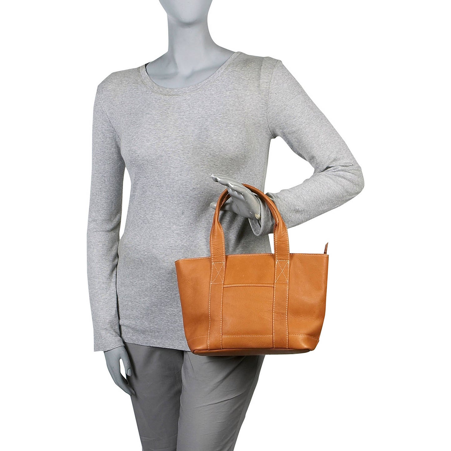 title:Le Donne Leather Double Strap Small Pocket Bag;color:CAFE