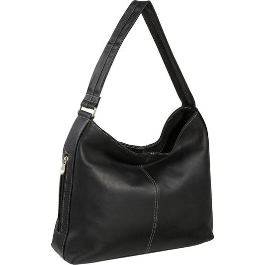 title:Le Donne Leather Shoulder Bag with Side Zip Pocket;color:BLACK