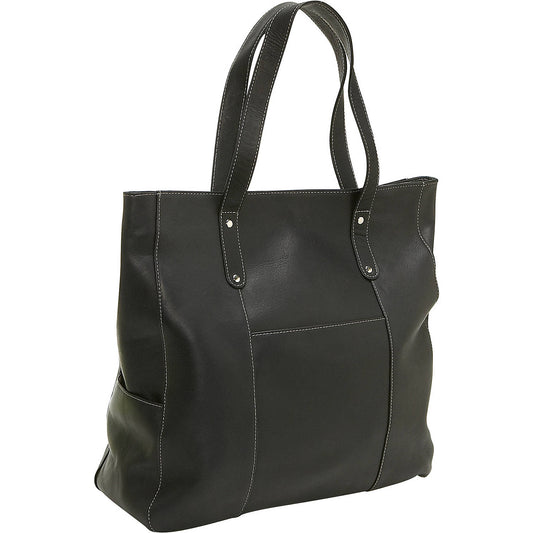 title:Le Donne Leather Large Slip Pocket Tote;color:BLACK