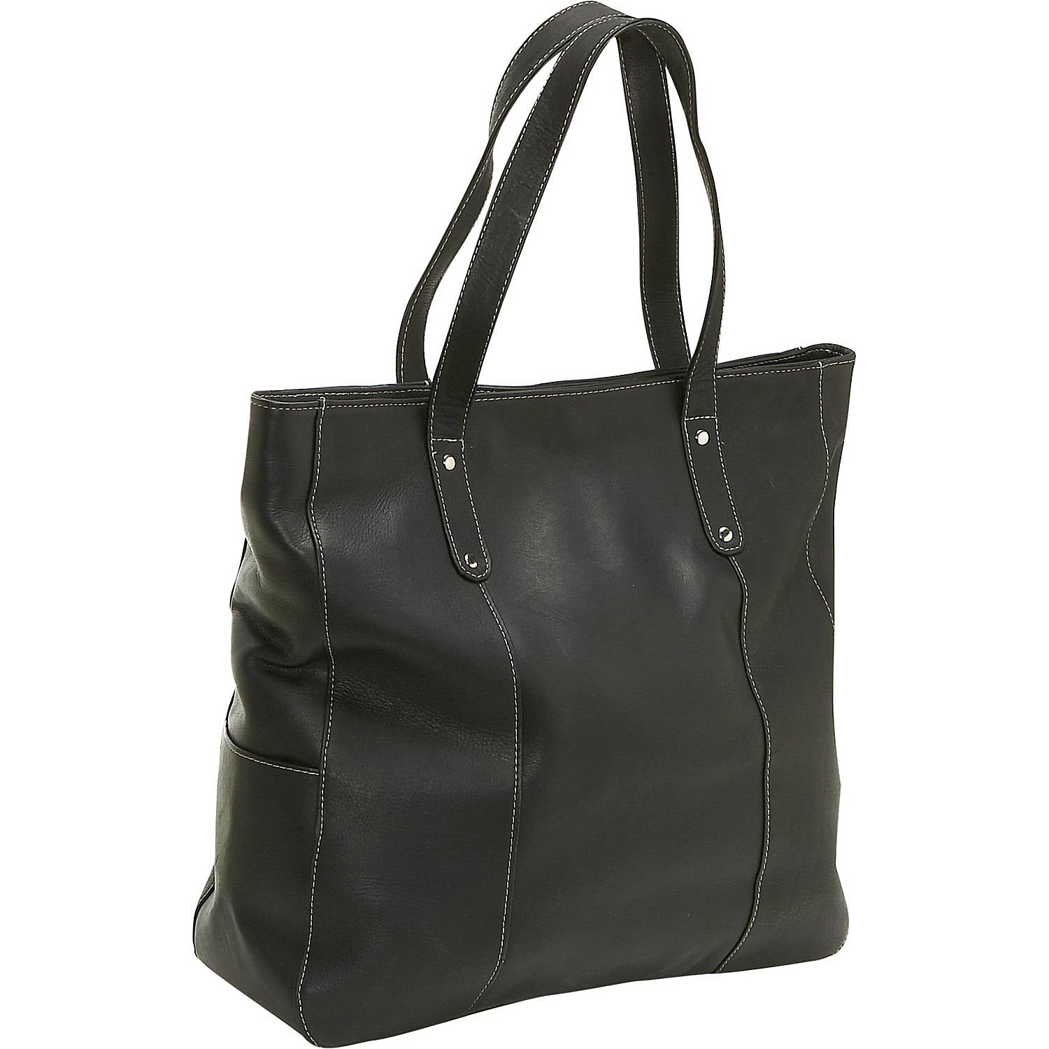 title:Le Donne Leather Large Slip Pocket Tote;color:BLACK