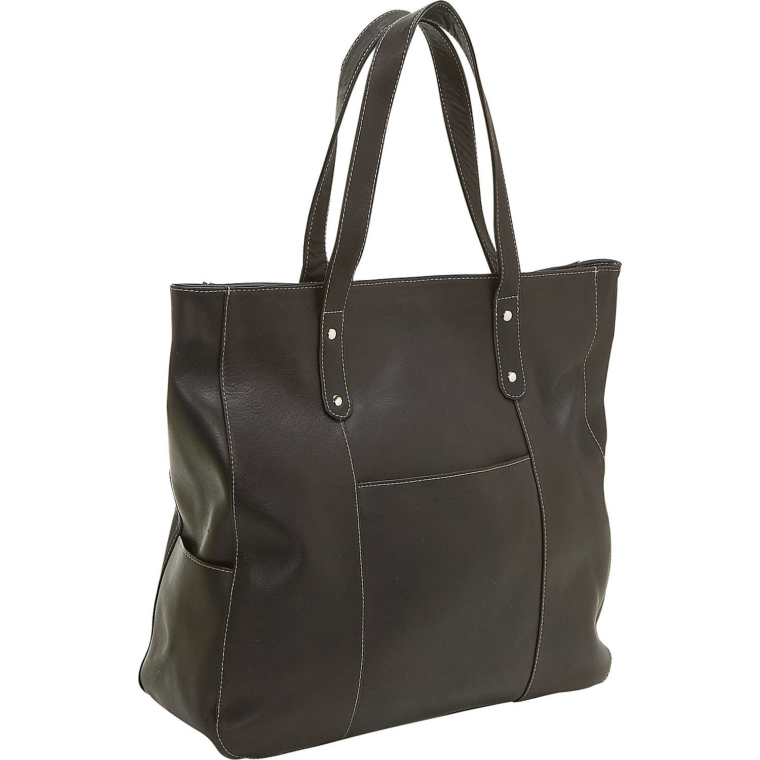 title:Le Donne Leather Large Slip Pocket Tote;color:CAFE