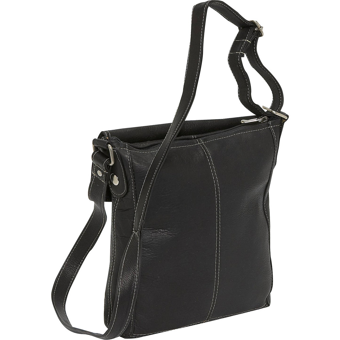 title:Le Donne Leather Front Flap Crossbody;color:BLACK