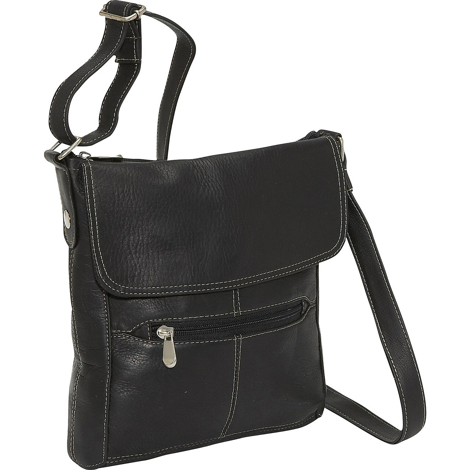 title:Le Donne Leather Front Flap Crossbody;color:BLACK