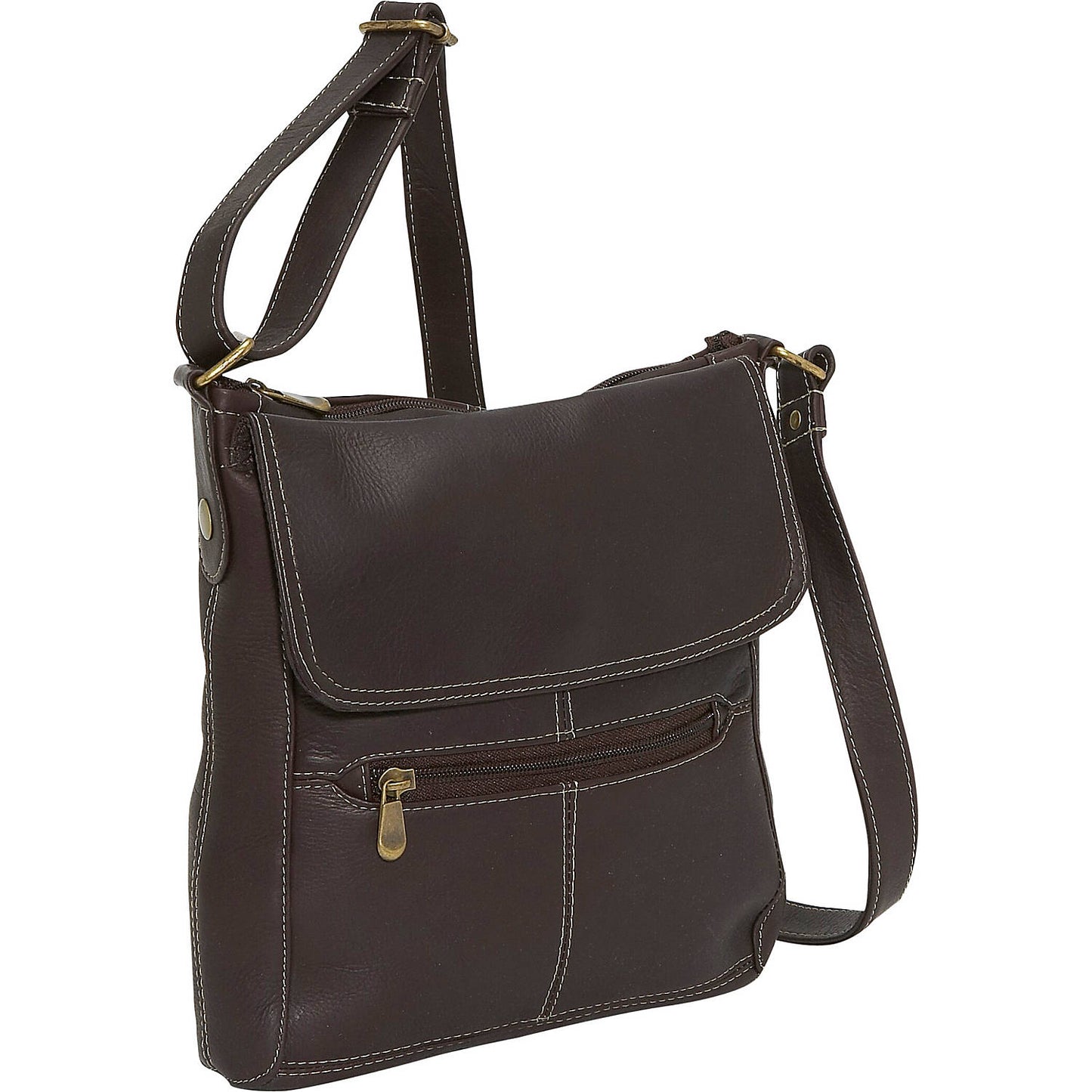 title:Le Donne Leather Front Flap Crossbody;color:CAFE