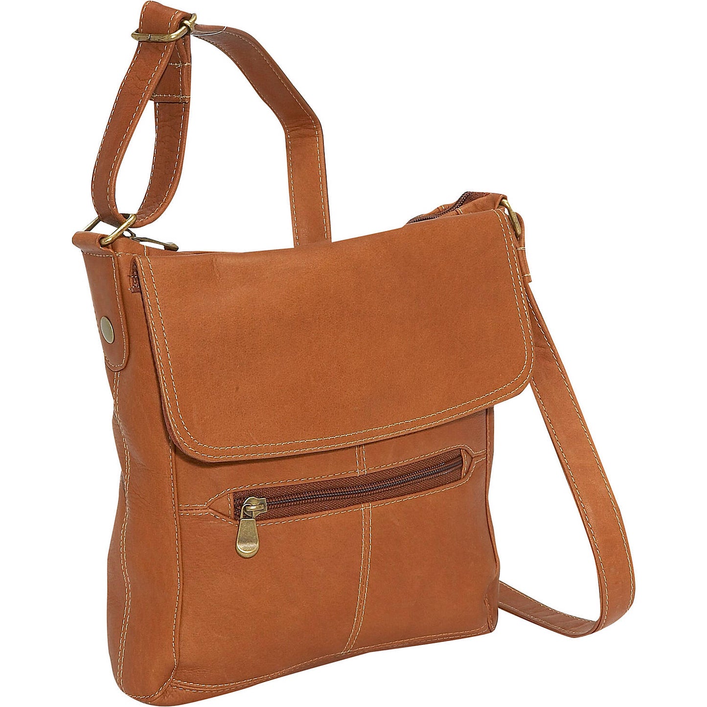 title:Le Donne Leather Front Flap Crossbody;color:TAN