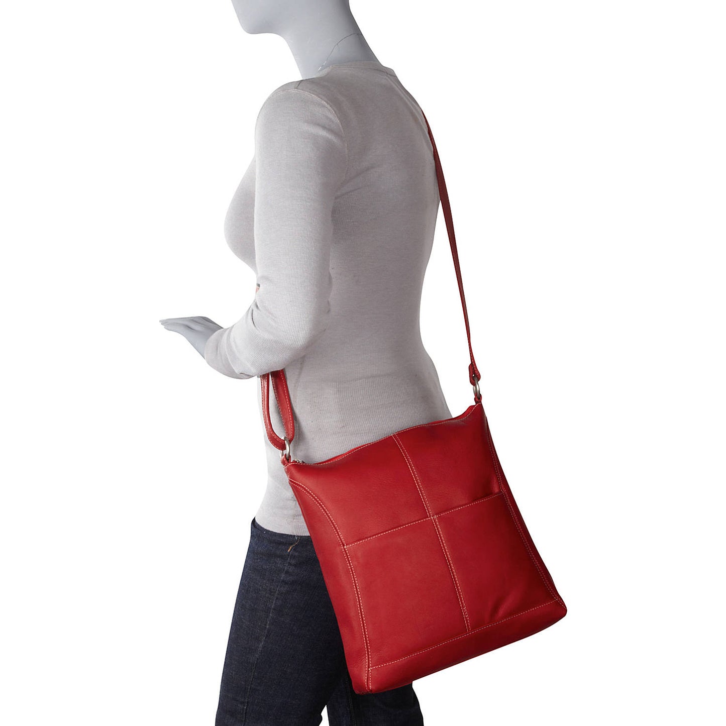 title:Le Donne Leather Easy Slip Crossbody Shoulder Bag;color:RED