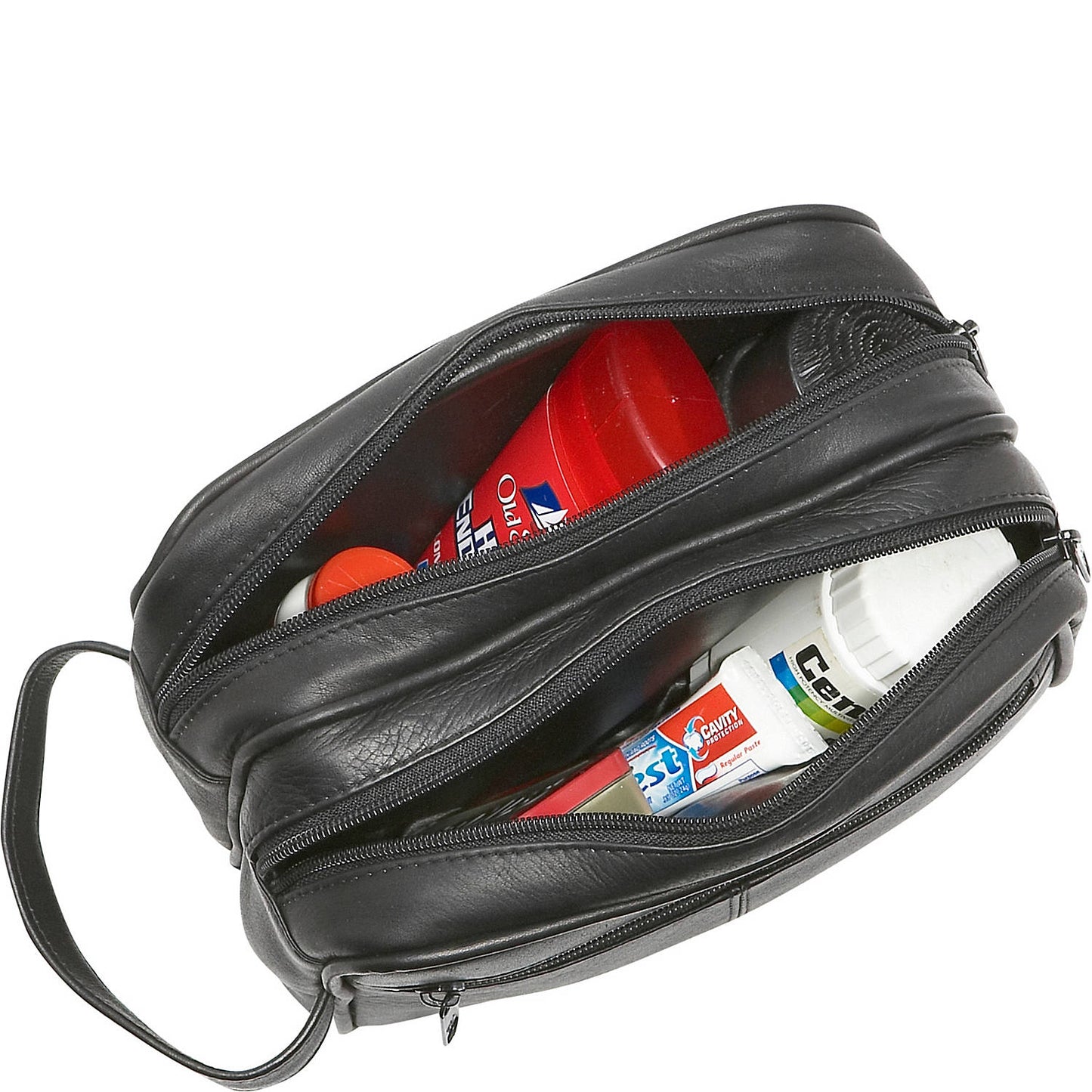 title:Le Donne Leather Classic Toiletry Bag;color:CAFE