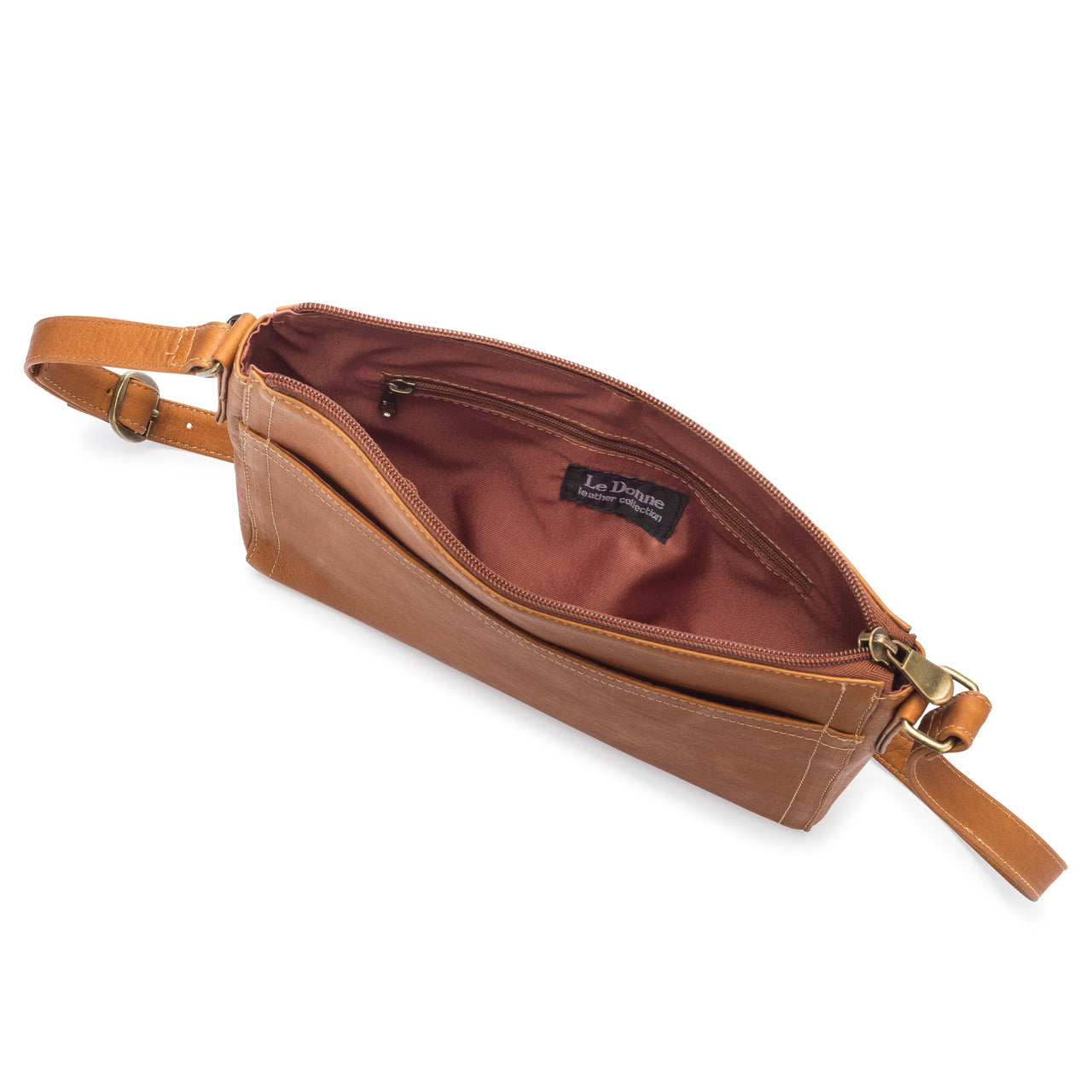 title:Le Donne Leather Finte Crossbody;color:TAN