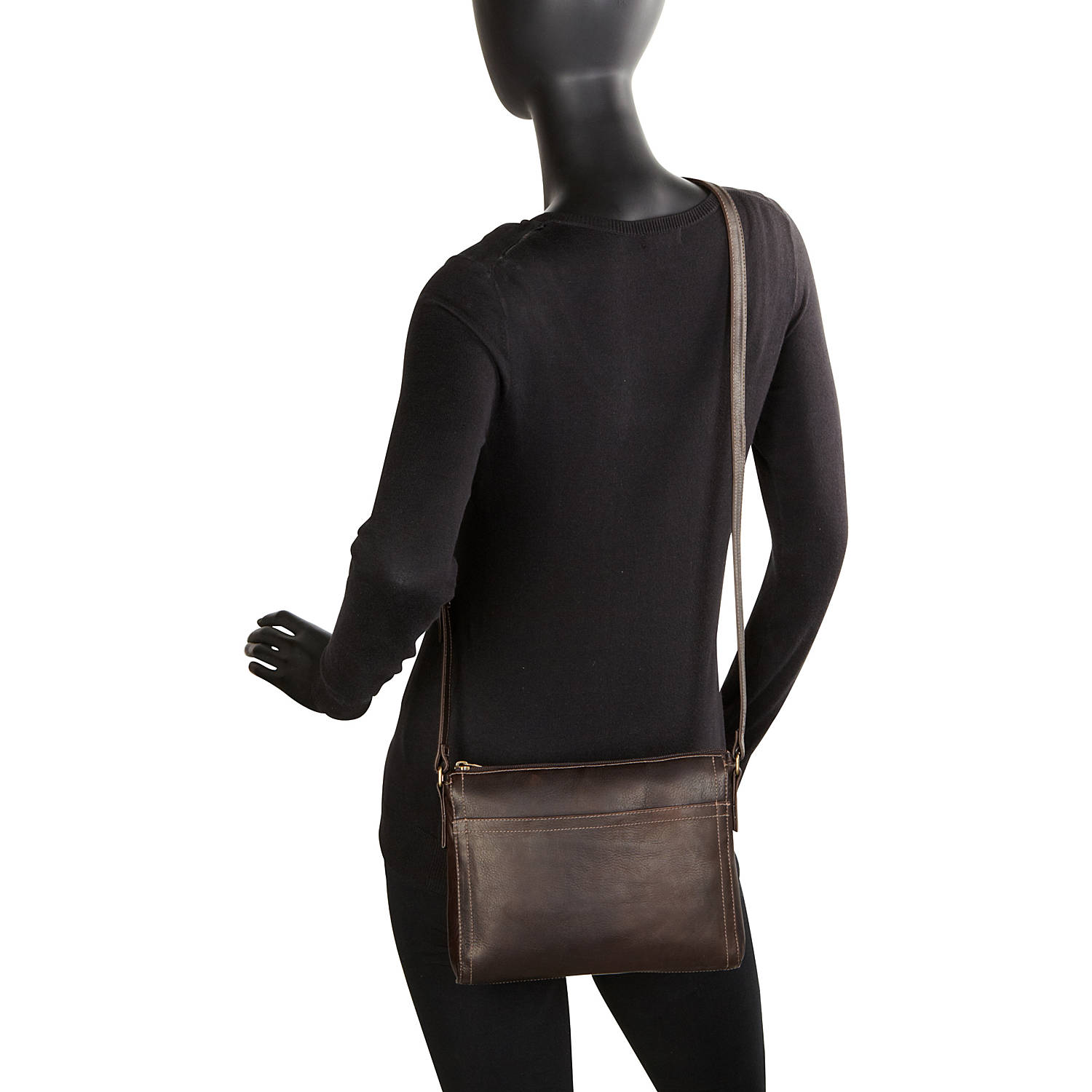 title:Le Donne Leather Finte Crossbody;color:GRAY