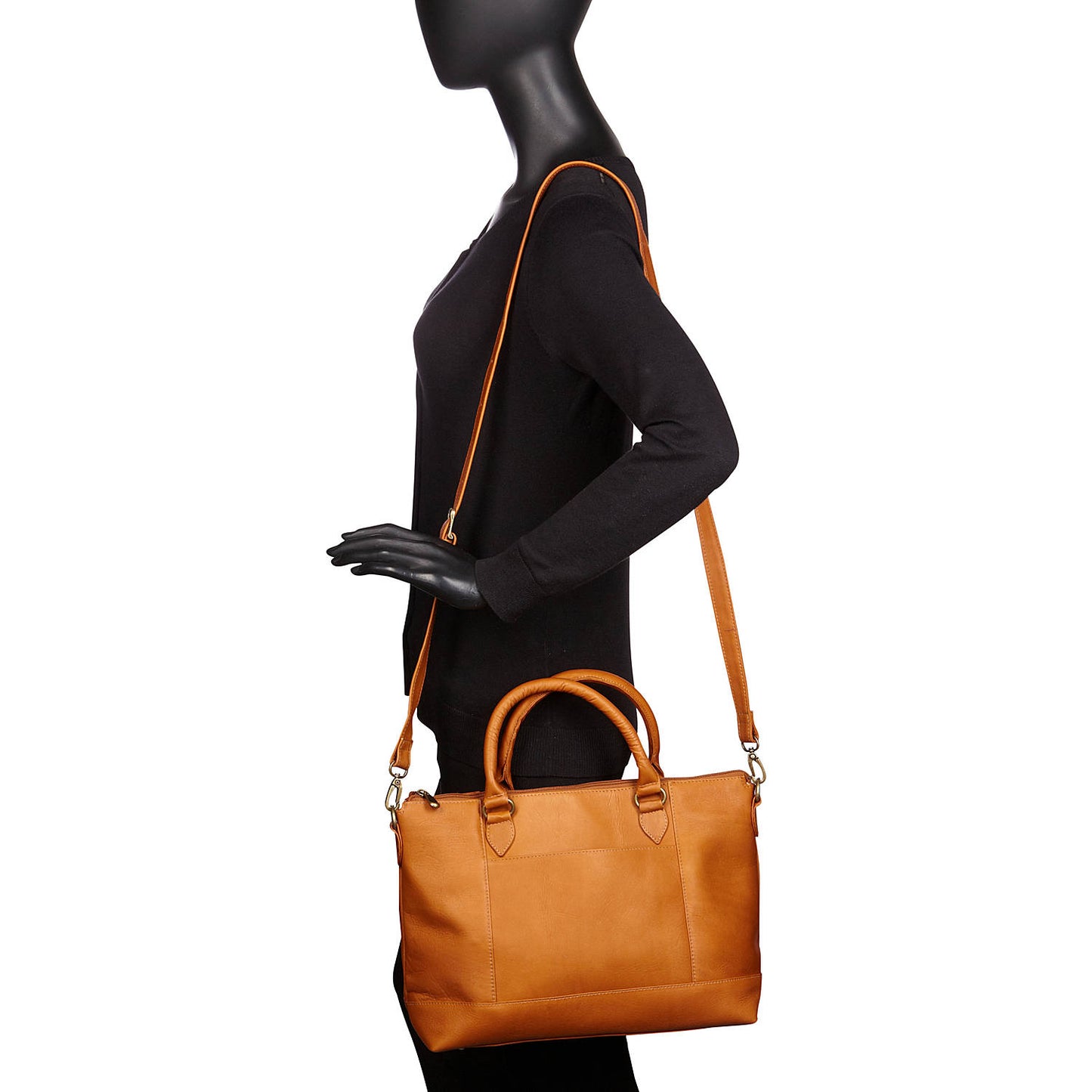 title:Le Donne Leather Lustiano Satchel;color:BLACK