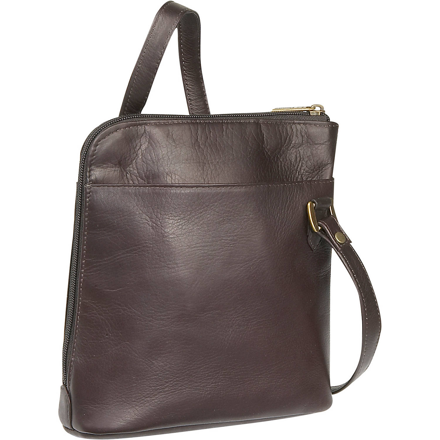 title:Le Donne Leather L-Zip Crossbody Shoulder Bag;color:CAFE