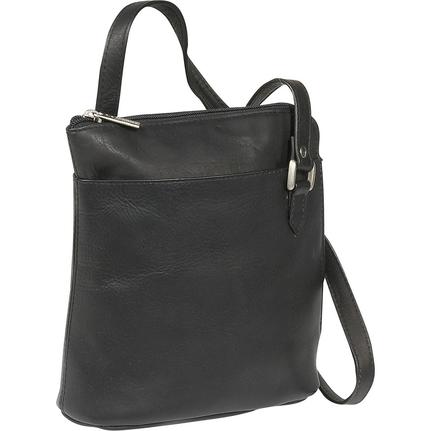 title:Le Donne Leather L-Zip Crossbody Shoulder Bag;color:BLACK