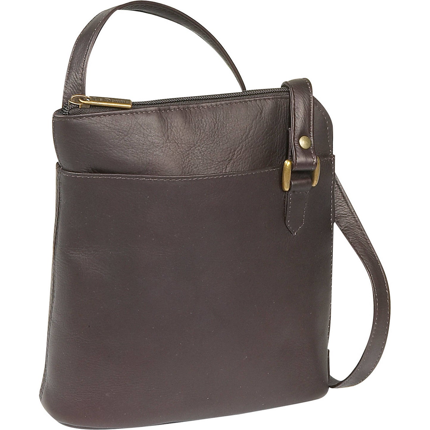 title:Le Donne Leather L-Zip Crossbody Shoulder Bag;color:CAFE