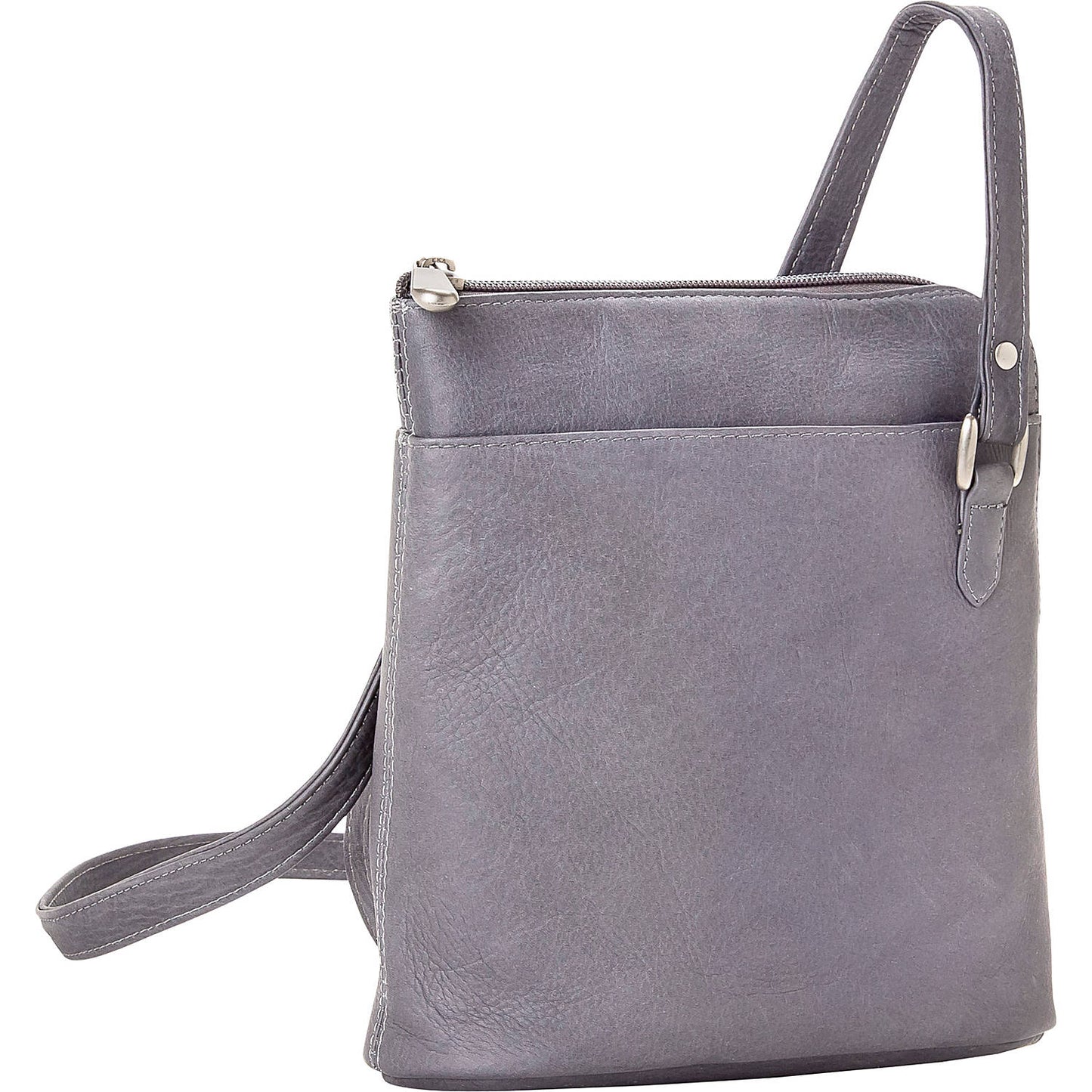 title:Le Donne Leather L-Zip Crossbody Shoulder Bag;color:GRAY