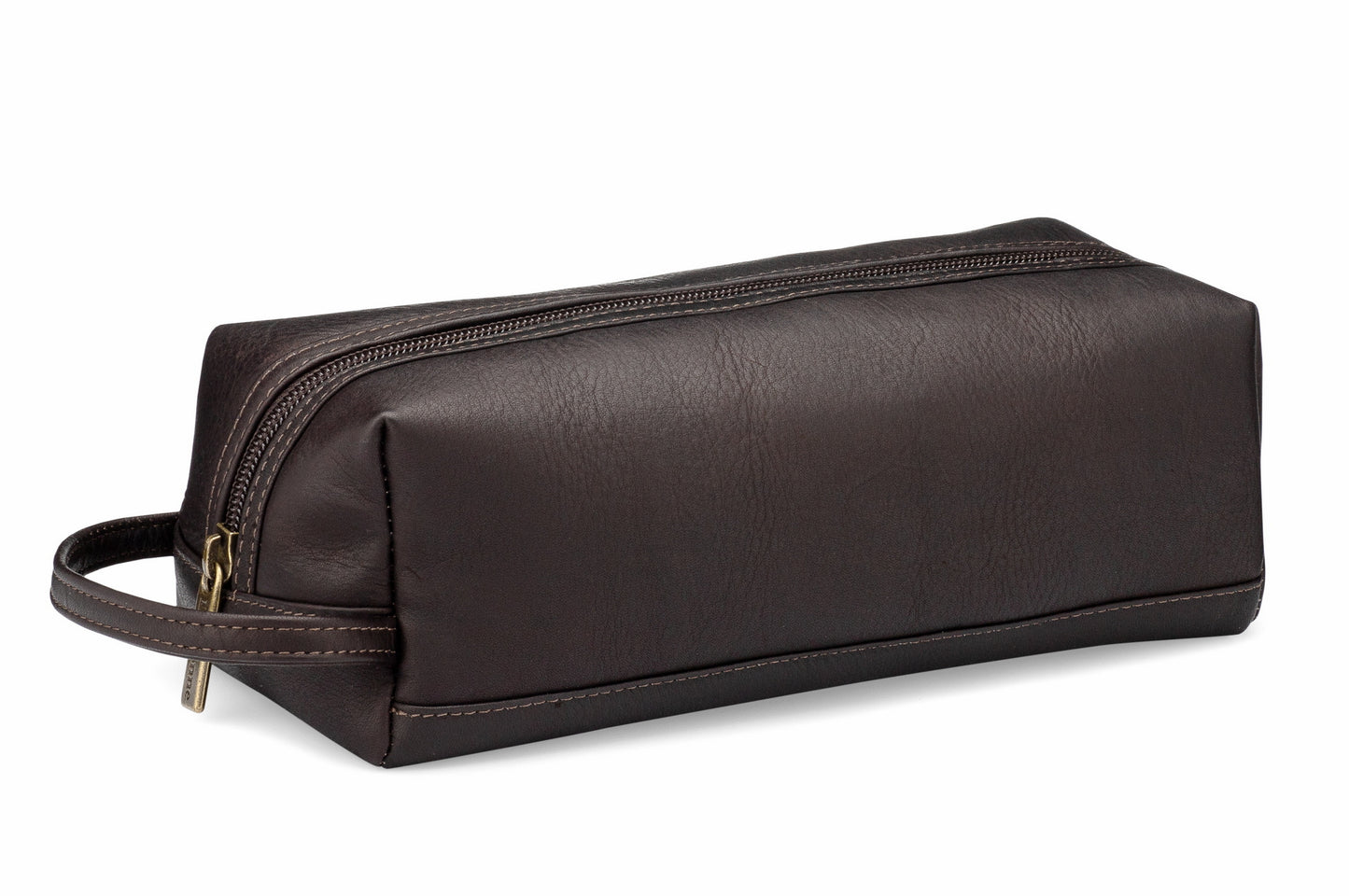 title:Leather Jet Set Toiletry Bag;color:Cafe