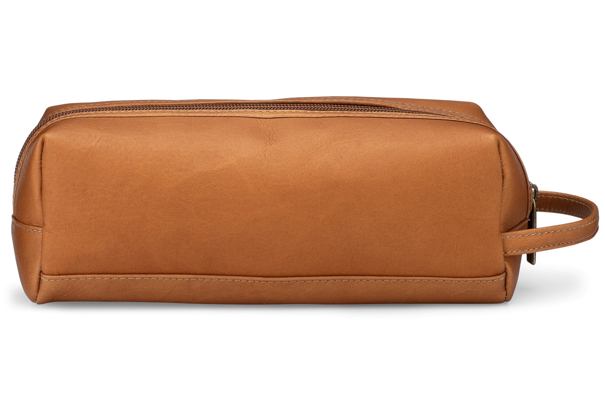 title:Leather Jet Set Toiletry Bag;color:Tan