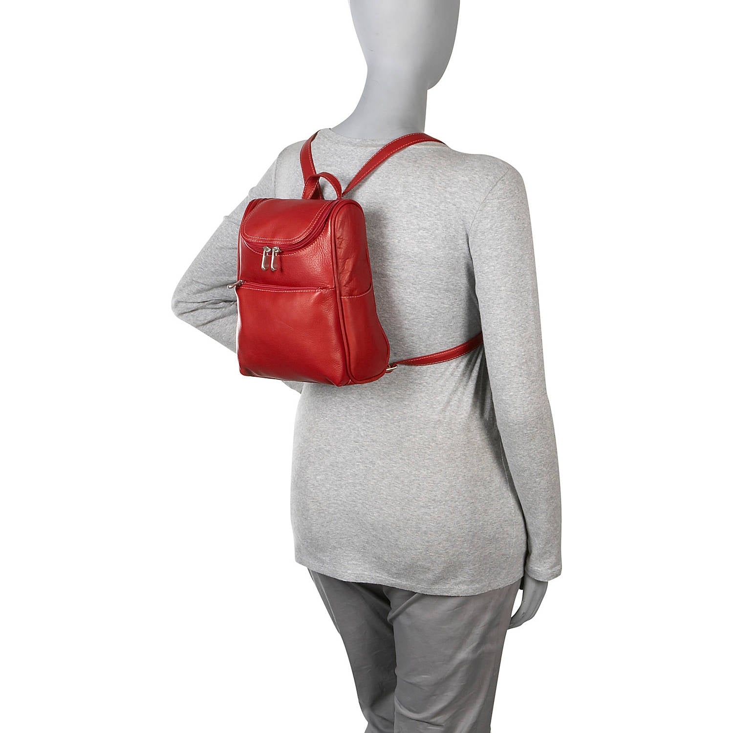 title:Le Donne Leather Women's Day to Day Backpack;color:RED