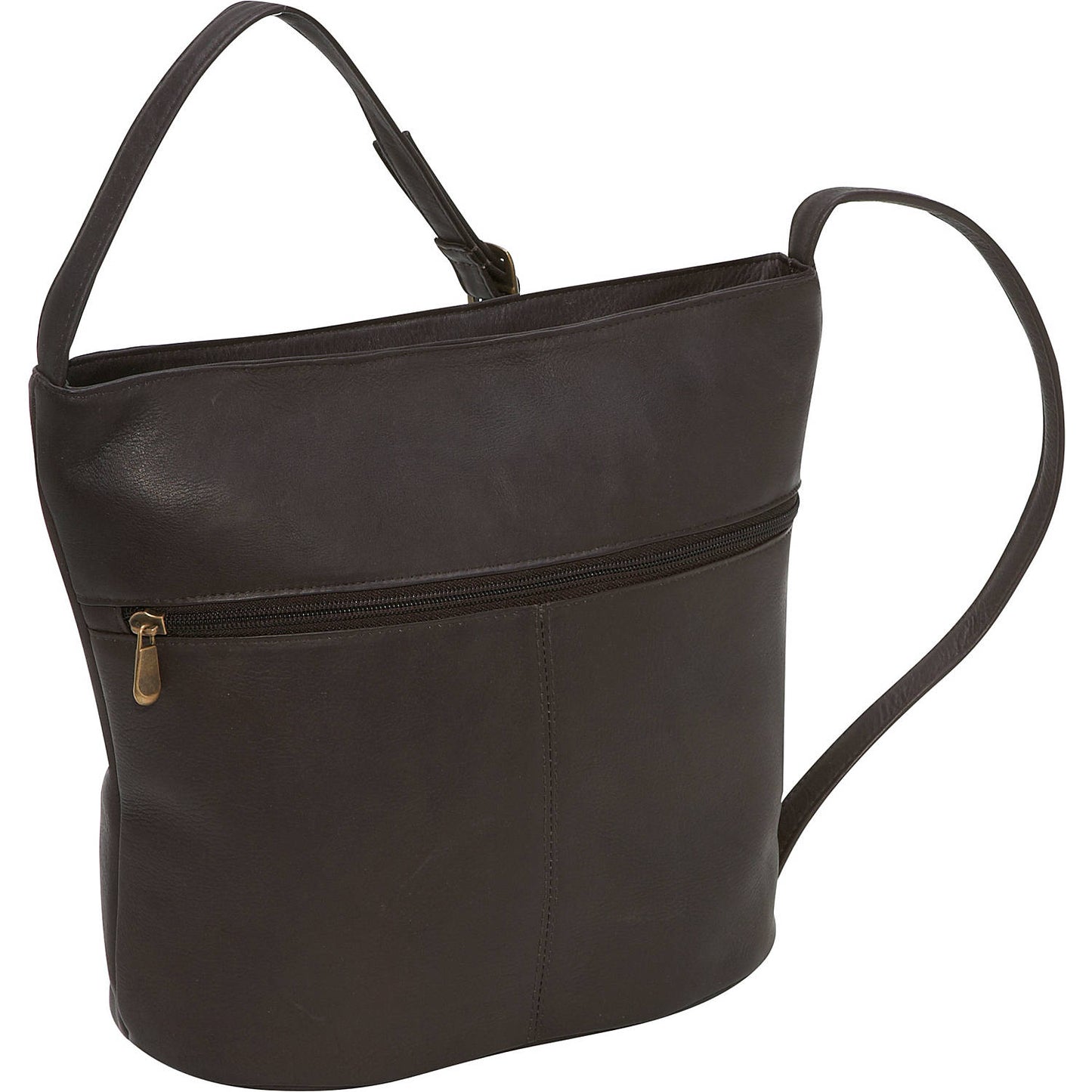 title:Le Donne Leather Bucket Shoulder Bag;color:CAFE