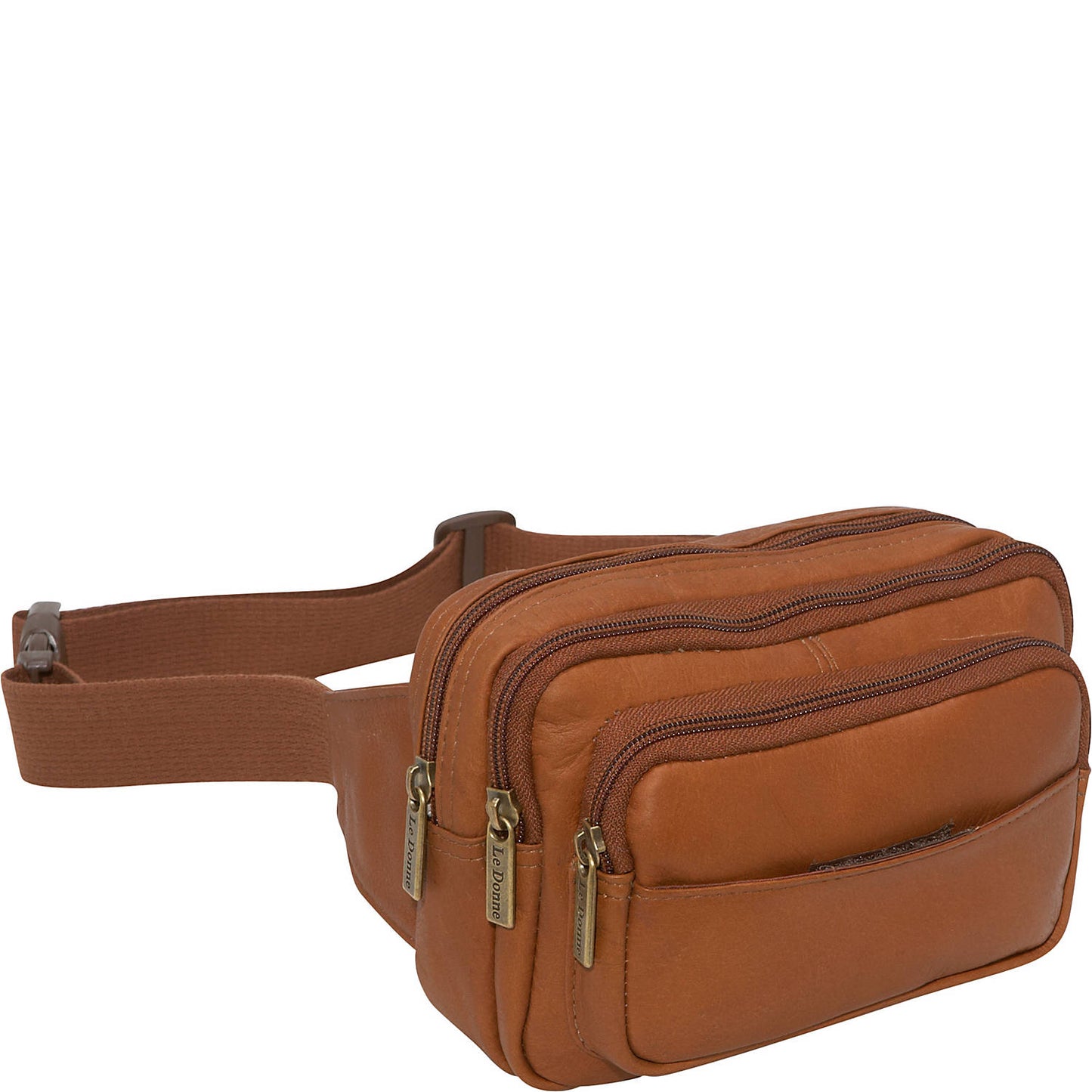 title:Le Donne LeatherFour Compartment Waist Bag;color:TAN