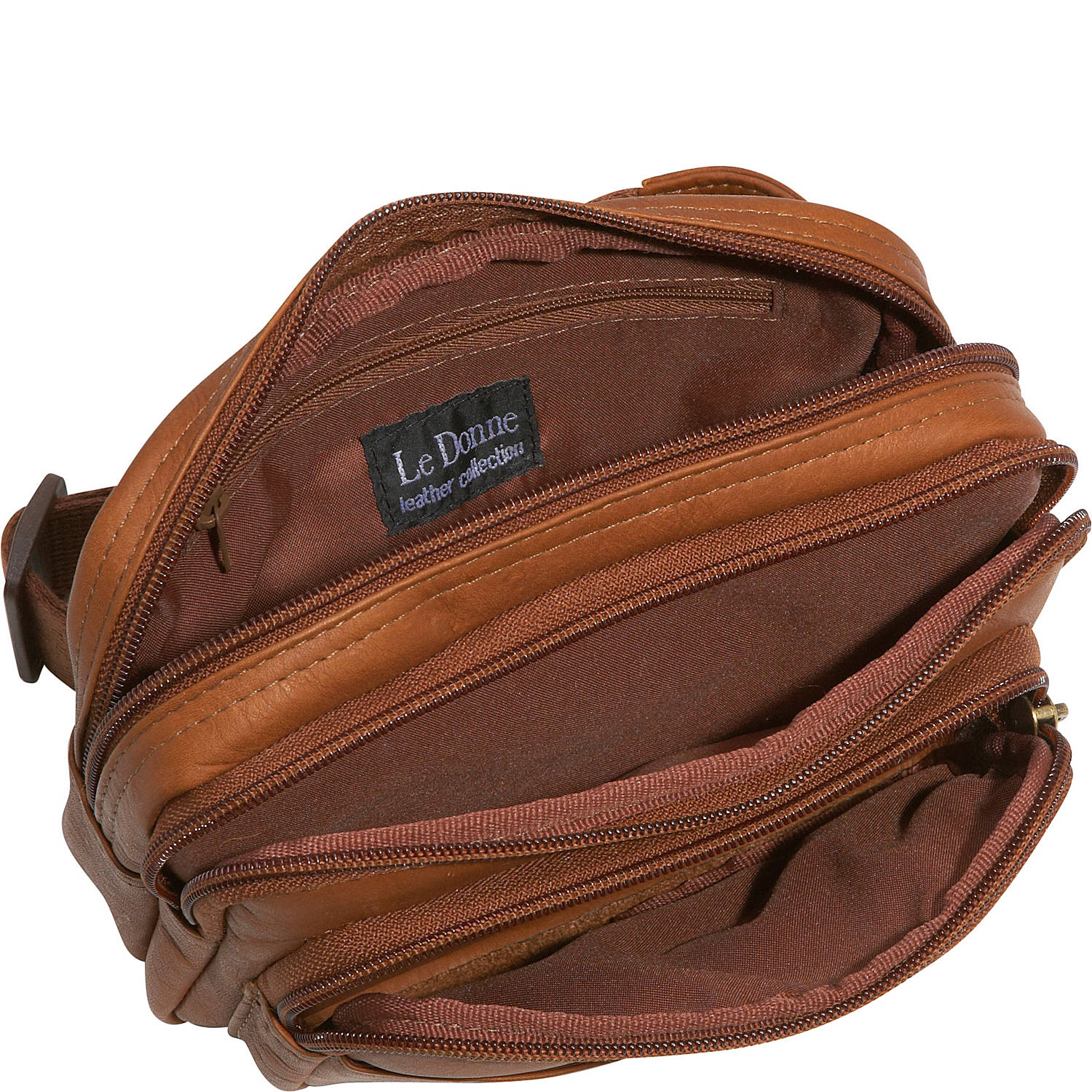 title:Le Donne LeatherFour Compartment Waist Bag;color:TAN