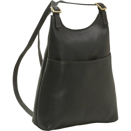 title:Le Donne Leather Womens Slim Sling Backpack;color:BLACK