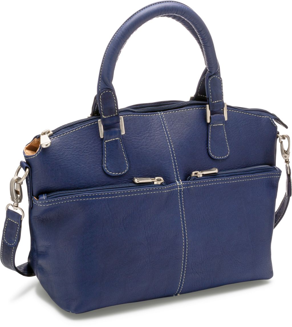 title:Le Donne Leather Classic Satchel;color:NAVY