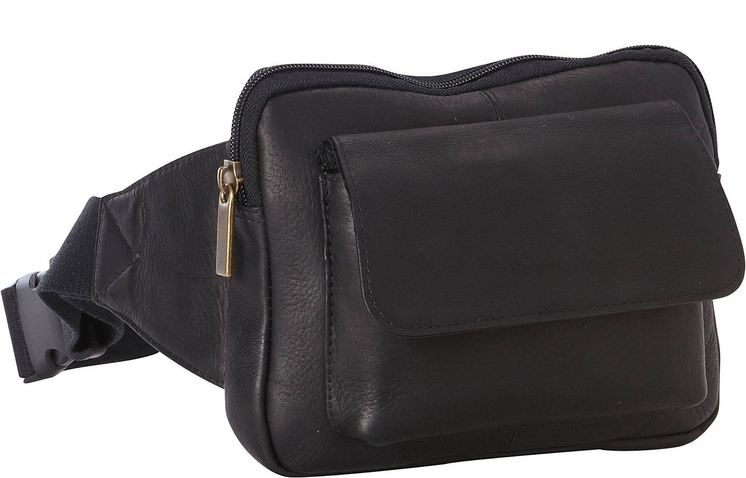 title:Leather Journey Waist Bag;color:Black