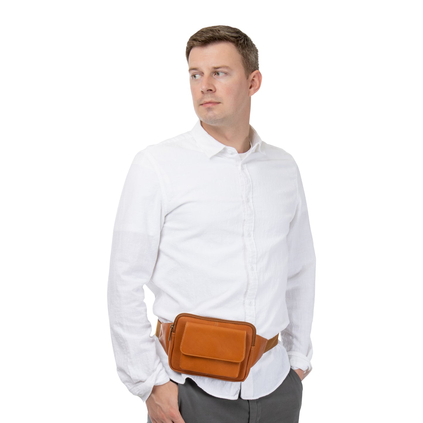 title:Leather Journey Waist Bag;color:Cafe