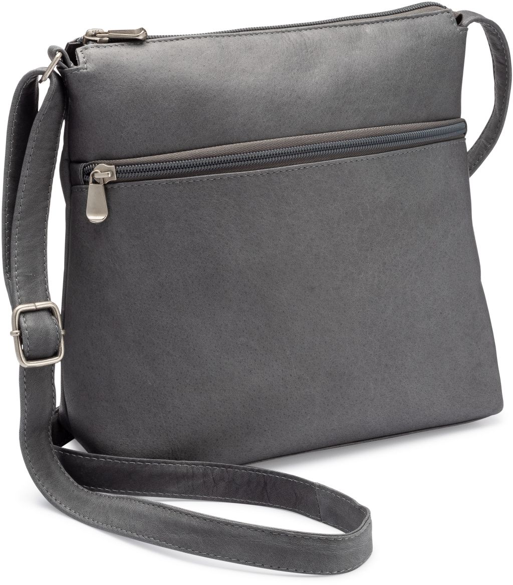 title:Le Donne Leather Ash Ridge Crossbody;color:GRAY