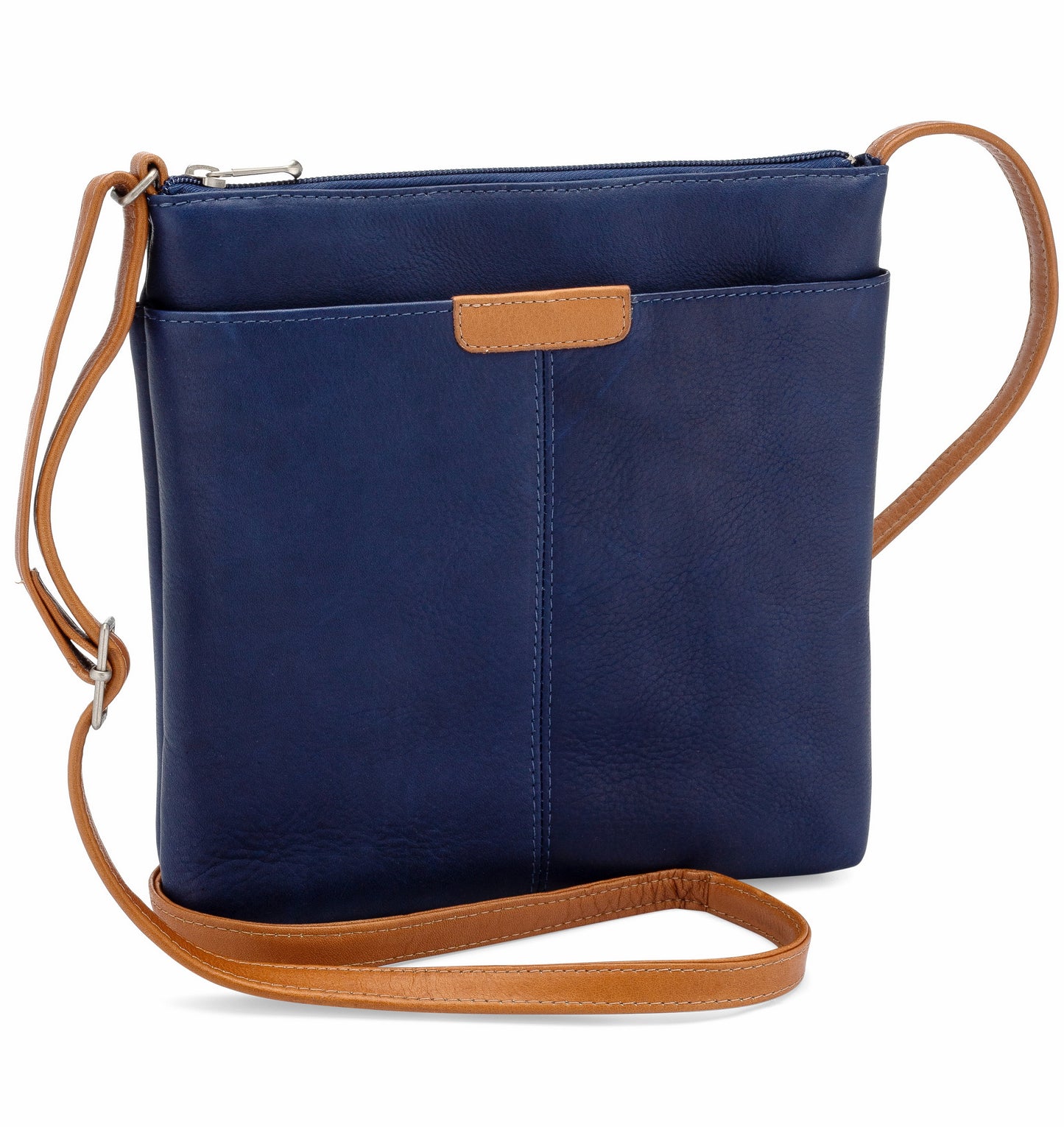 title:Le Donne Leather Cora Slip Pocket Crossbody;color:NAVY/TAN