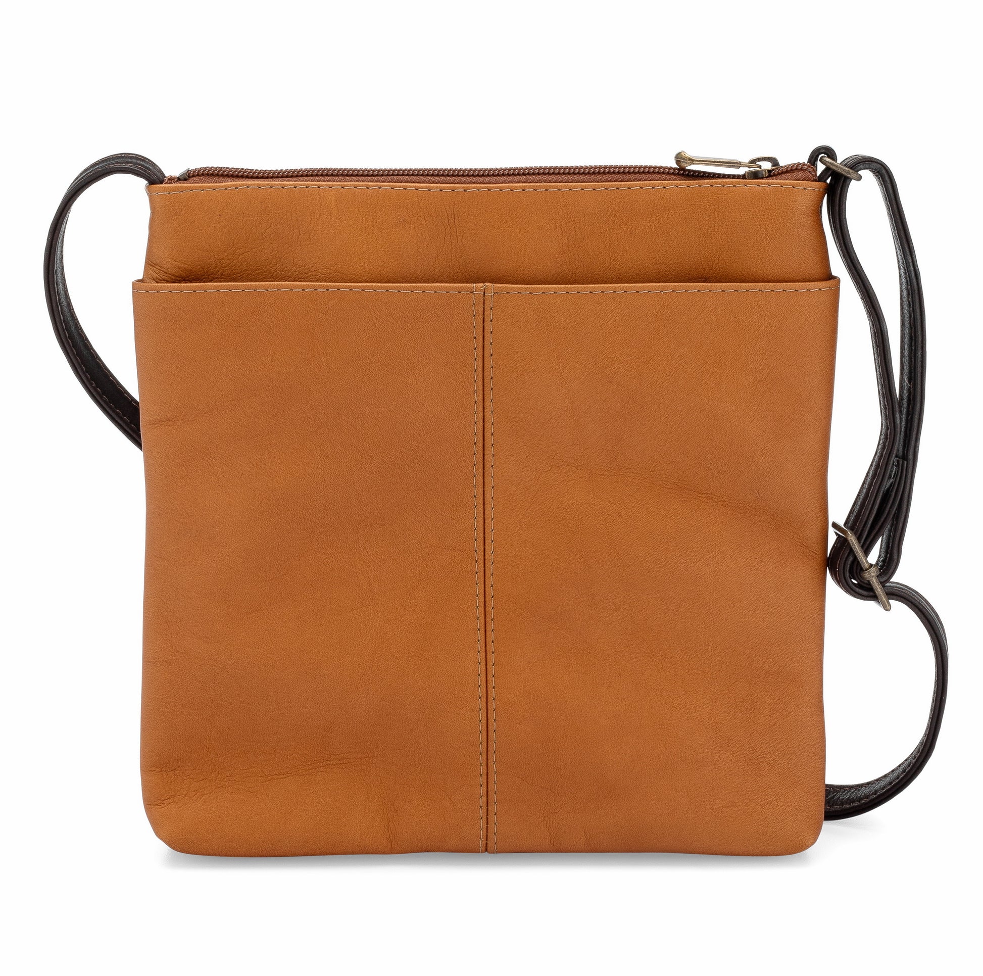 title:Le Donne Leather Cora Slip Pocket Crossbody;color:BLACK/TAN