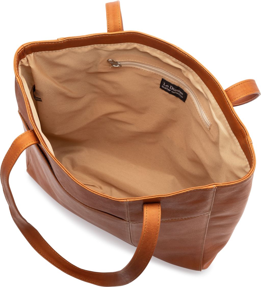 title:Le Donne Leather Spruce Shopper Tote;color:CAFE