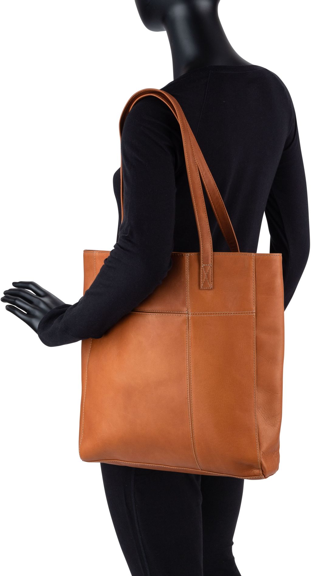 title:Le Donne Leather Spruce Shopper Tote;color:CAFE