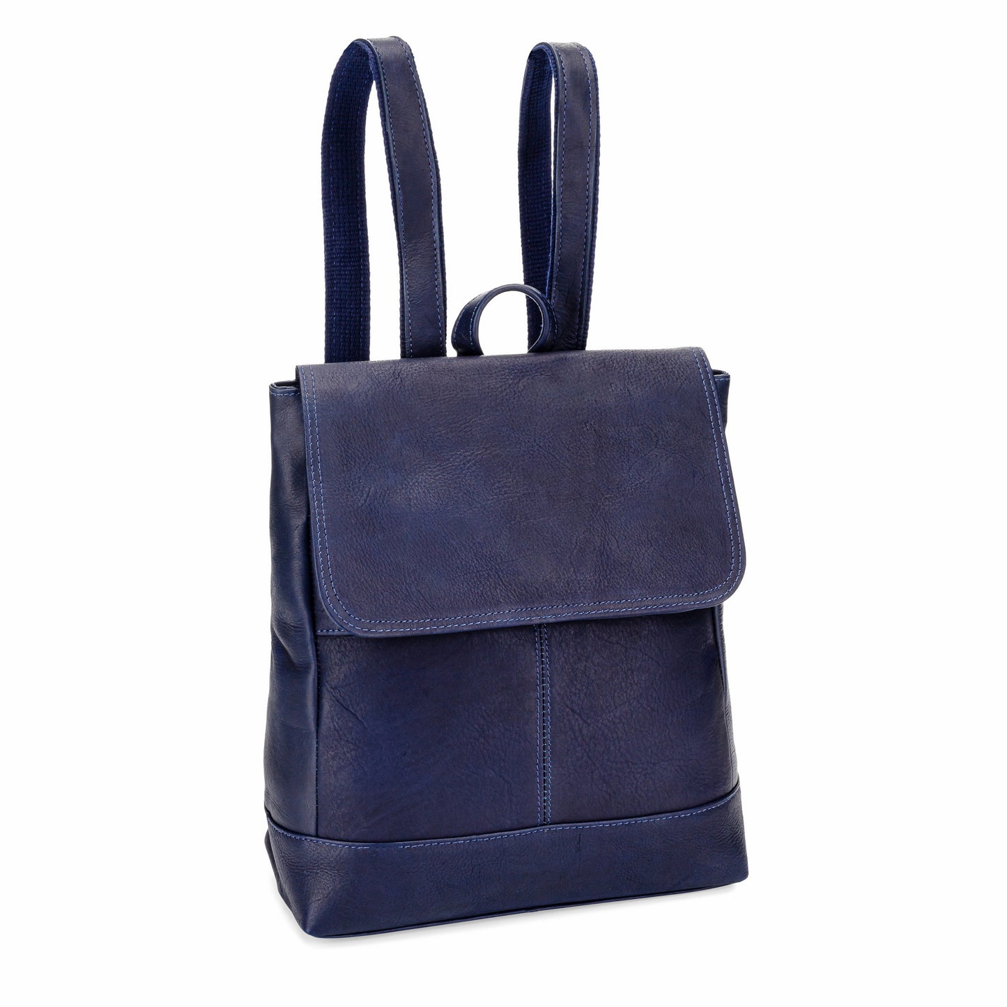 title:Leather Luna Backpack;color:Navy