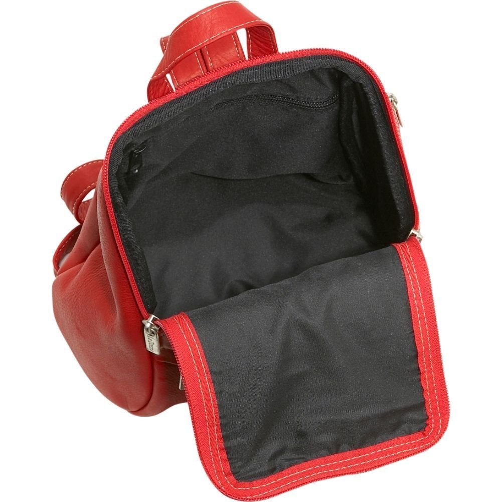 title:Leather U-Zip Mini Backpack;color:Red