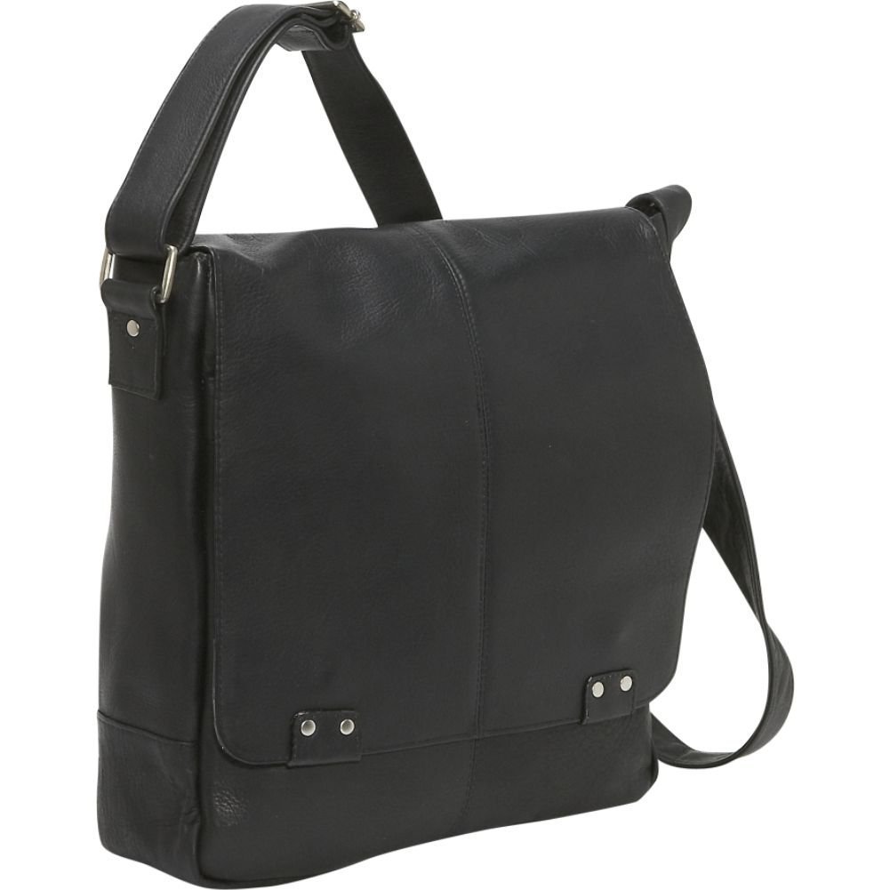 title:Le Donne Leather Rivet Laptop Messenger;color:BLACK