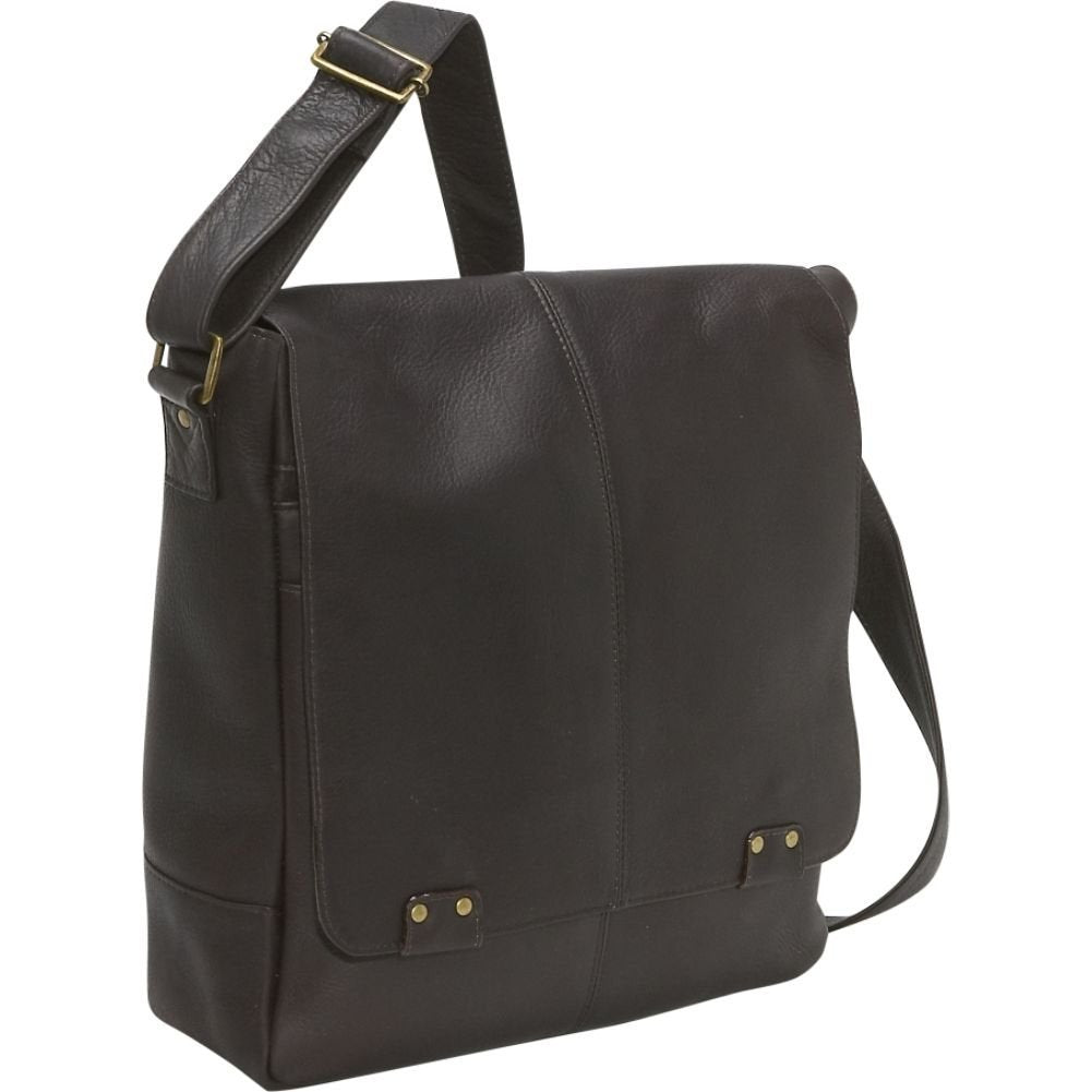 title:Le Donne Leather Rivet Laptop Messenger;color:CAFE