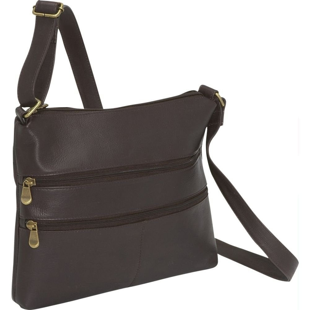 title:Le Donne Leather Two Zip Crossbody;color:CAFE