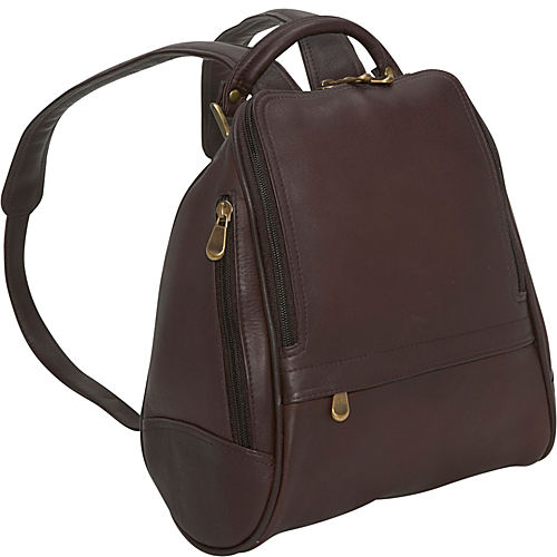 title:Le Donne Leather U Zip Mid Size Women's Backpack;color:CAFE