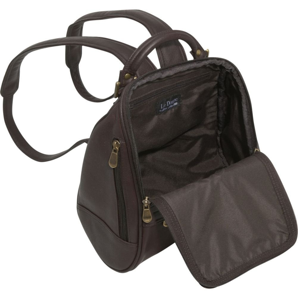 title:Le Donne Leather U Zip Mid Size Women's Backpack;color:CAFE