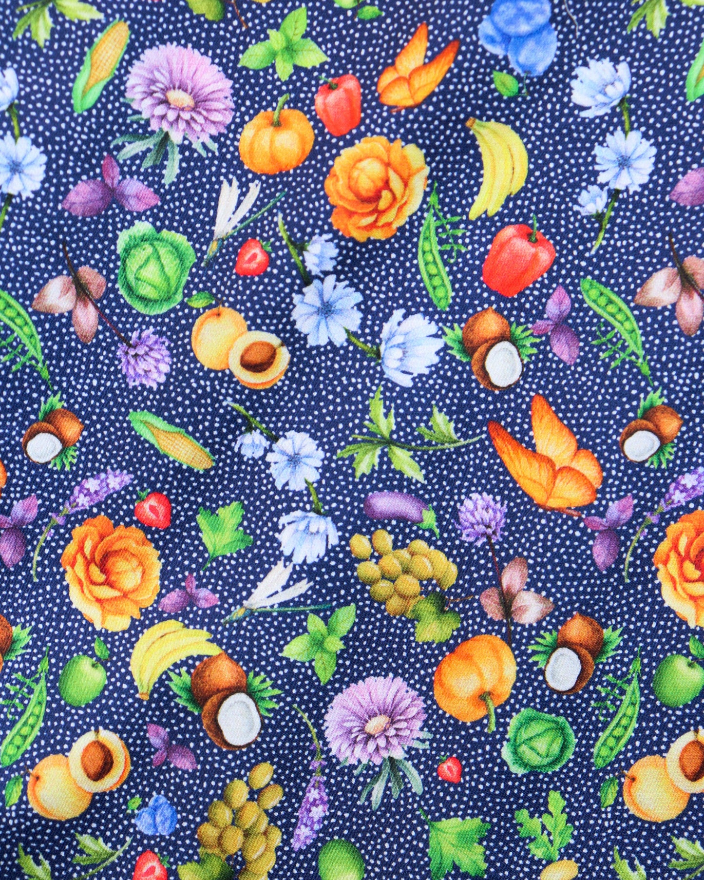 Navy with Flowers, Fruits & Veggies