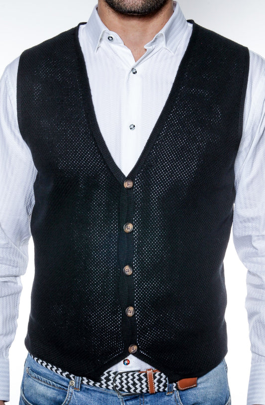 Black Knit Cotton Vest