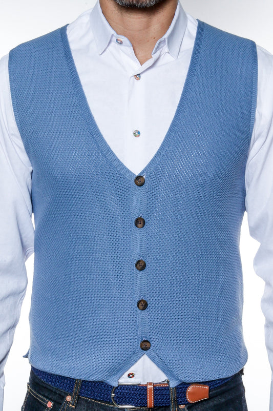 Sky Blue Knit Cotton Vest