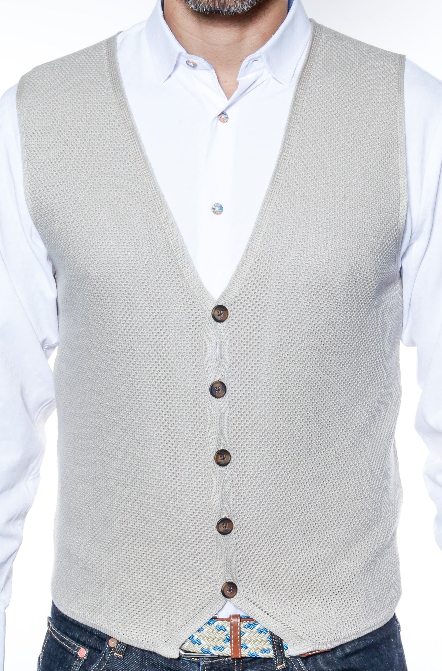 Beige Knit Cotton Vest