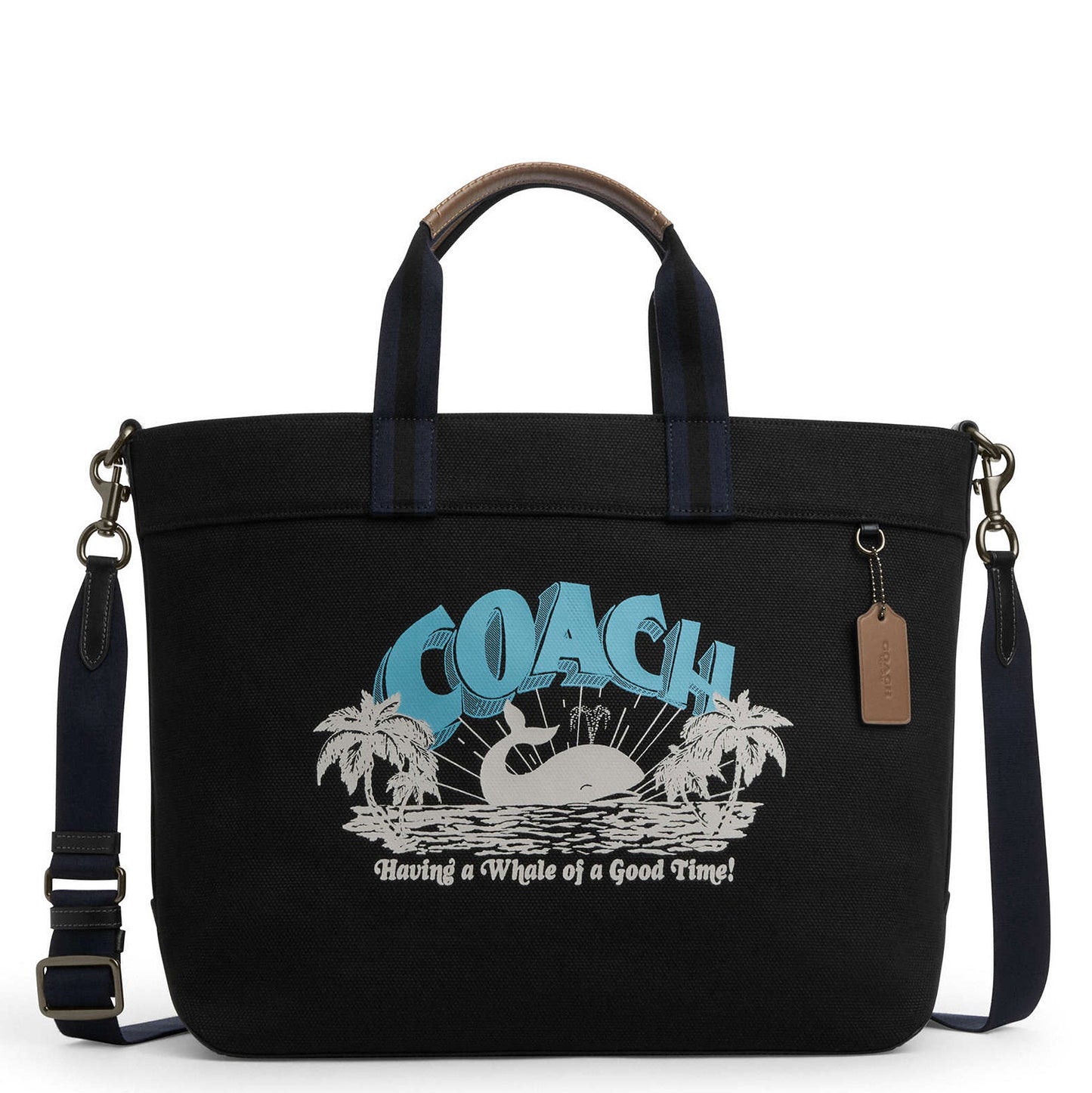 title:Coach Men's Tote Bag 38 With Whale Graphic;color:Black Multi