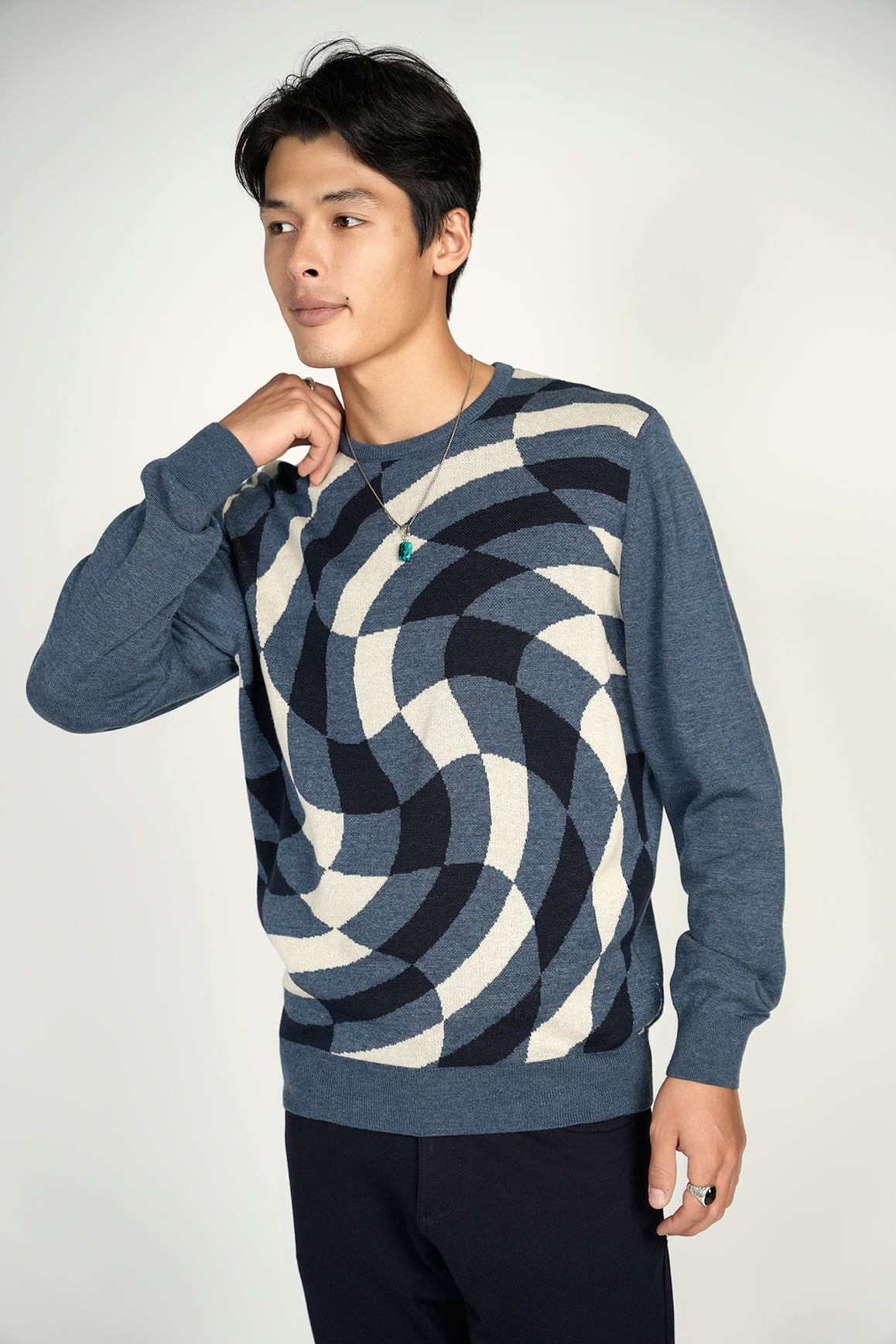 Melange Indigo Crewneck