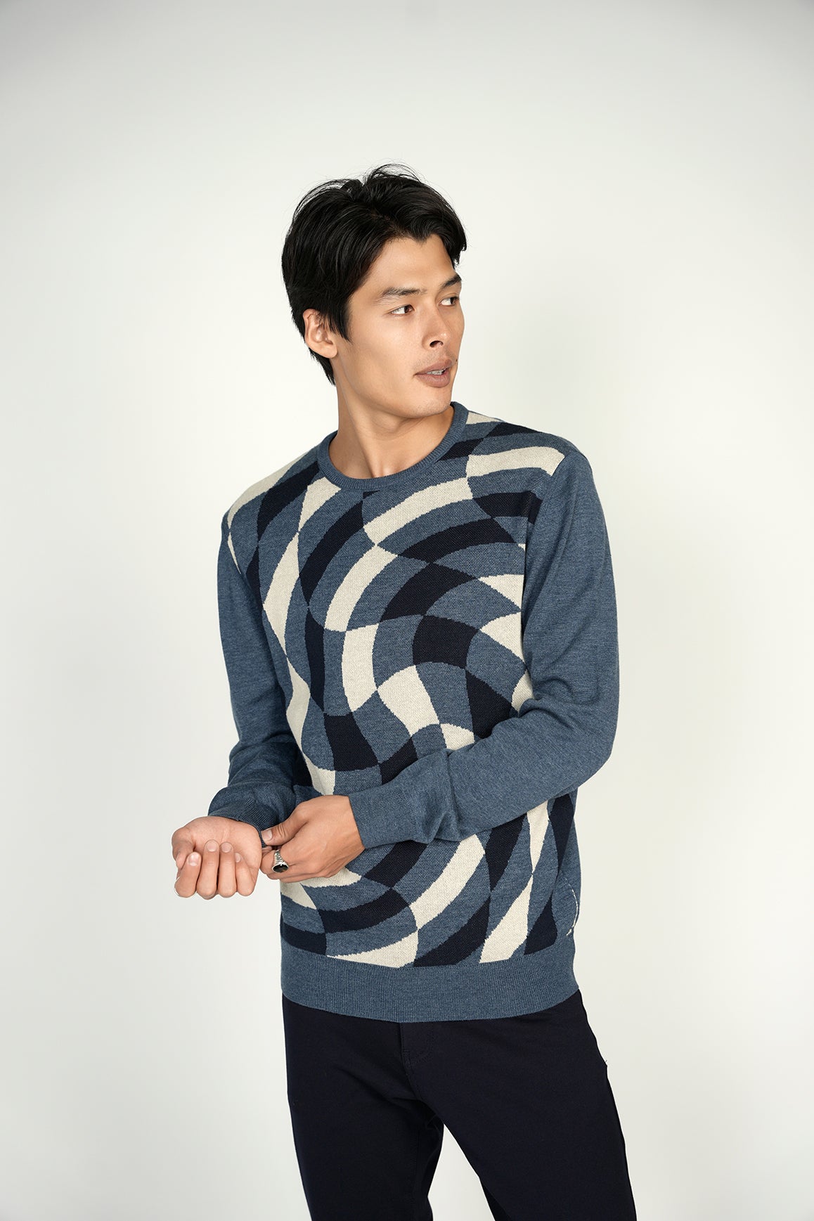 Melange Indigo Crewneck