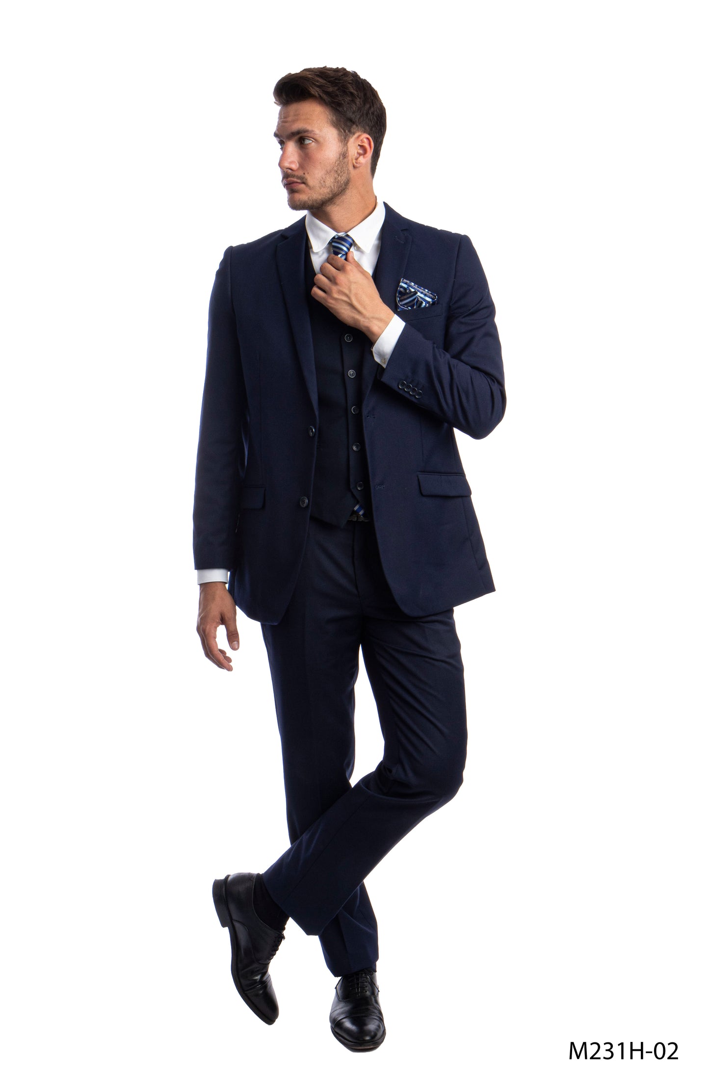 title:Azzuro Navy Suits 3 PC Hybrid Fit;color:Navy